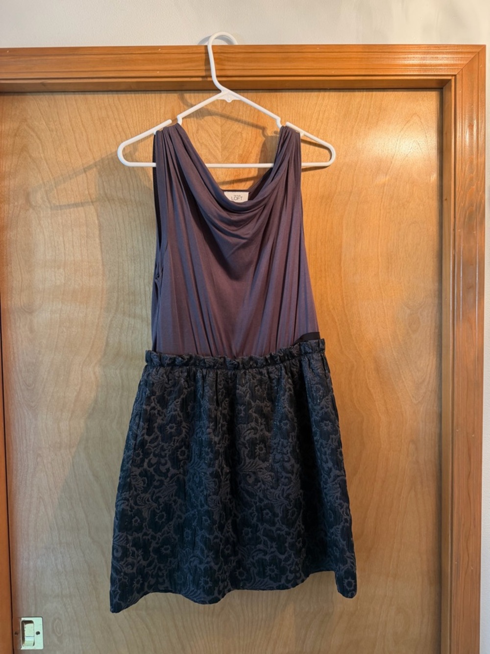 LOFT Sleeveless Cowl-Neck Jersey Dress in Dusty Purple